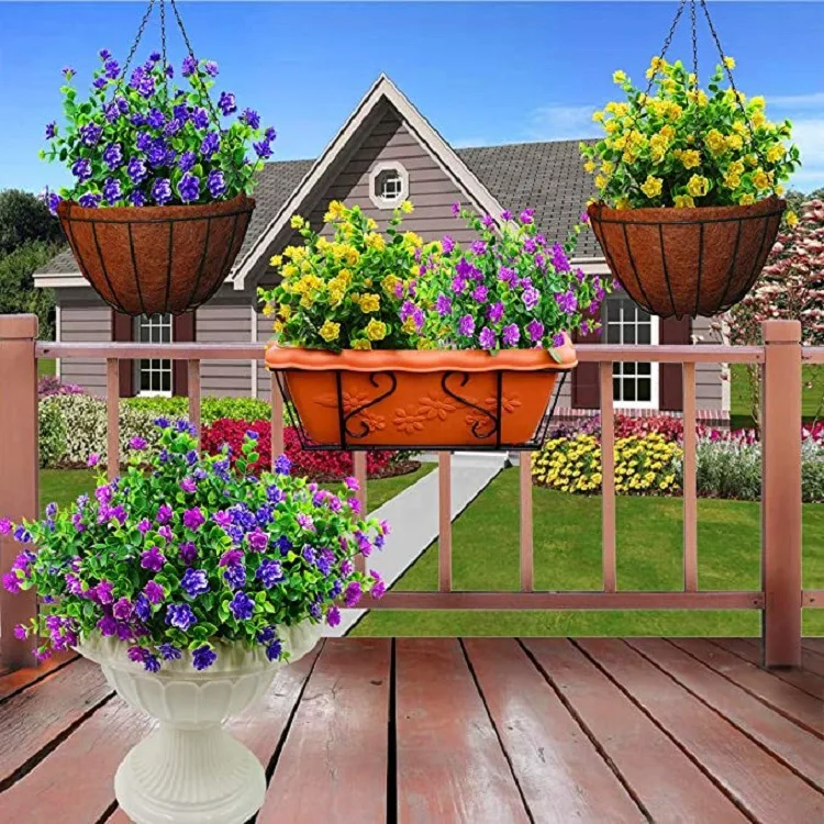 Knstliche Blumen, 4 Bndel Strauchblumen, UV-Schutz, grne Pflanzen, Gras  fr die Dekoration im Innen- und Auenbereich, Tischgarten