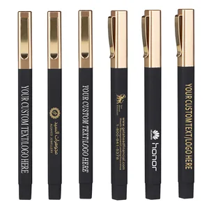 High Quality Hot Selling Luxury Gold Clip Rubber square Hotel Ball Pen with Custom logo Ballpoint Pen  Promotional Pens