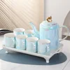 Plato cuadrado azul Azure, 1 olla, 6 tazas, 1 bandeja