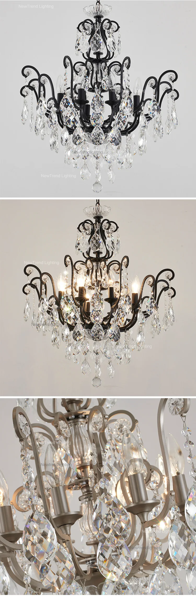 ch8006 6 good quality european style crystal pendent lamp iron frame led chandelier light-2