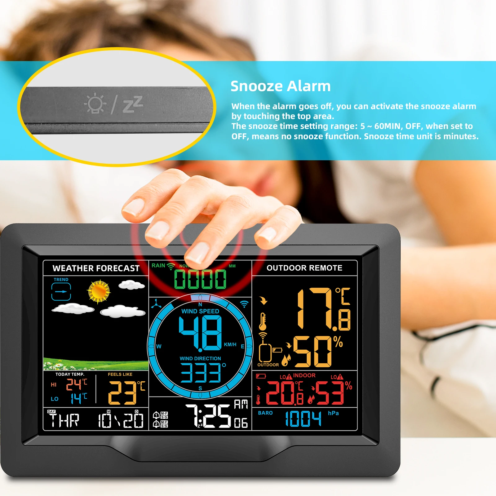 Colorful Professional Weather Station  with Wind Speed Direction Forecast and Barometer for Home Wireless Weather Station
