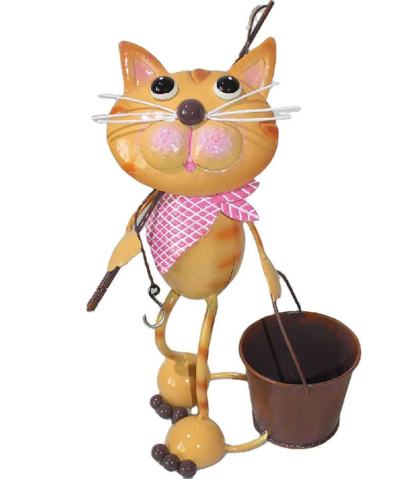 Metal animal cup planter cat lady&gentleman statue with big boots cup shape flower pot NA16B192