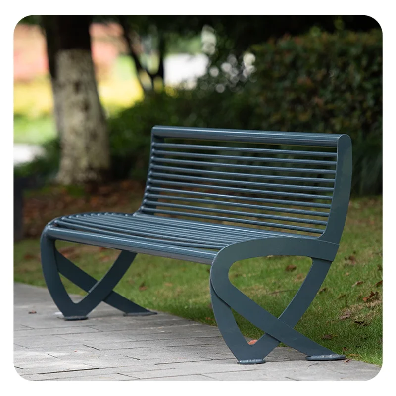 Outdoor Wrought Iron Patio Bench Park Chair with Comfortable Design