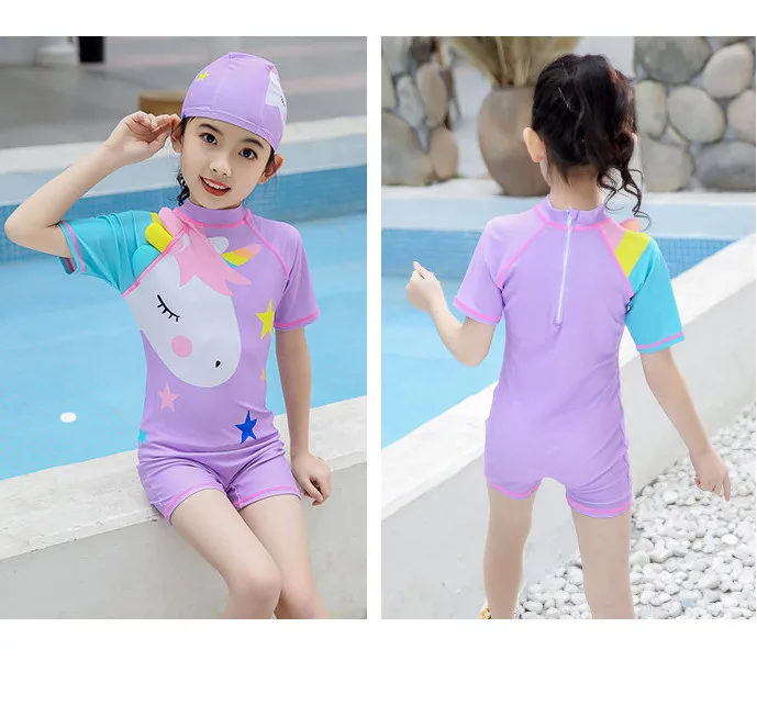 Children Summer Beach Wear Girls Swimwear Swimming Hat Baby Kids Swim ...