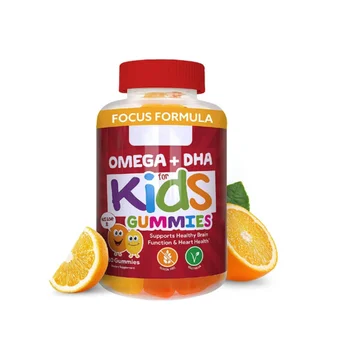 Omega+DHA Gummies for Kids Dietary Supplement Brain Development & Focus Support