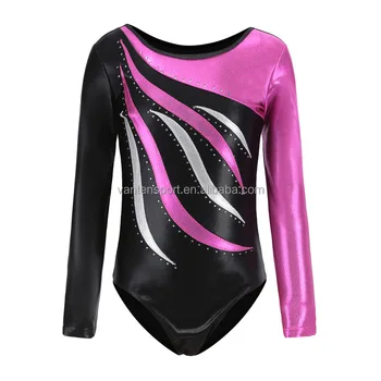 Wholesale stock Quality basic Gymnastics Leotards practice wear girls pink long sleeve leotard