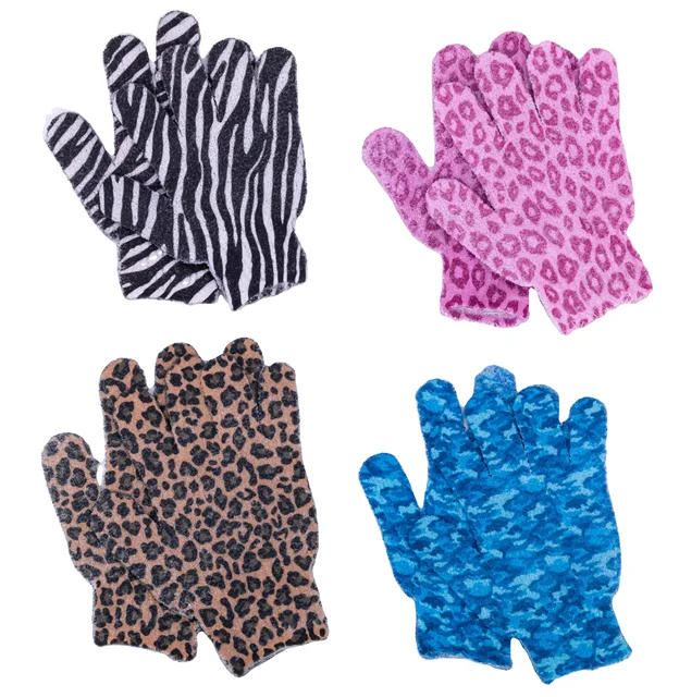 Custom Bath Shower Body Wash Gloves Exfoliating Sponges Leopard Printed Body Wash Bath Gloves