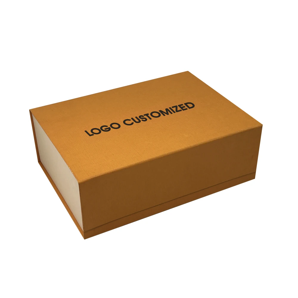 Luxury folding box Customizable orange designer Packaging Cardboard Magnetic Closure Gift Clothing Packaging with Logo