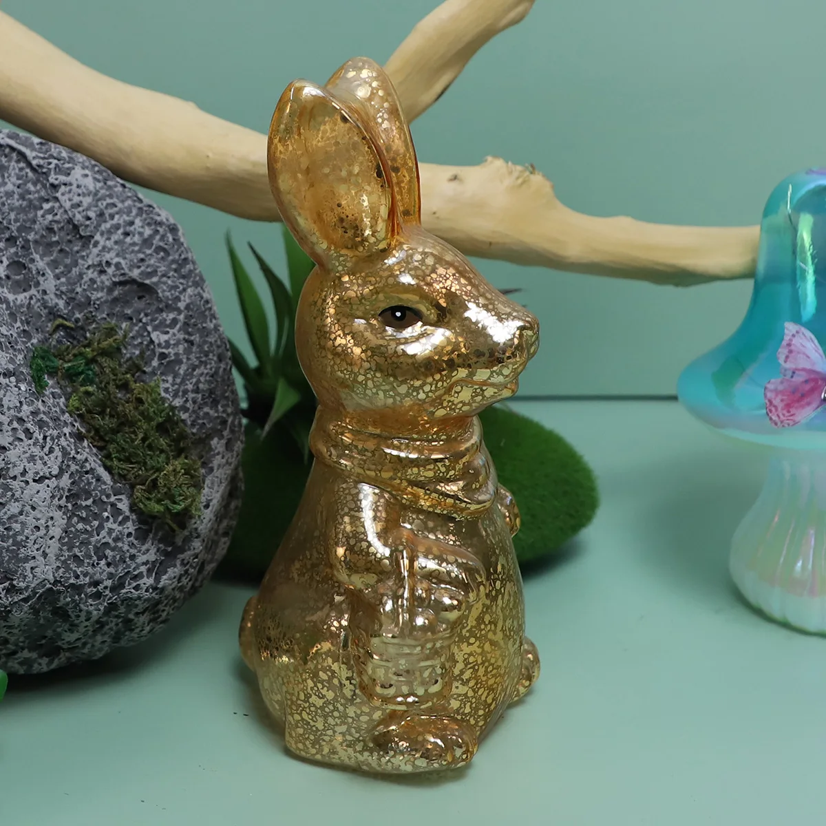 Easter Day light up decoration Mottled mercury glass Easter Bunny Battery Operated rabbit decoration