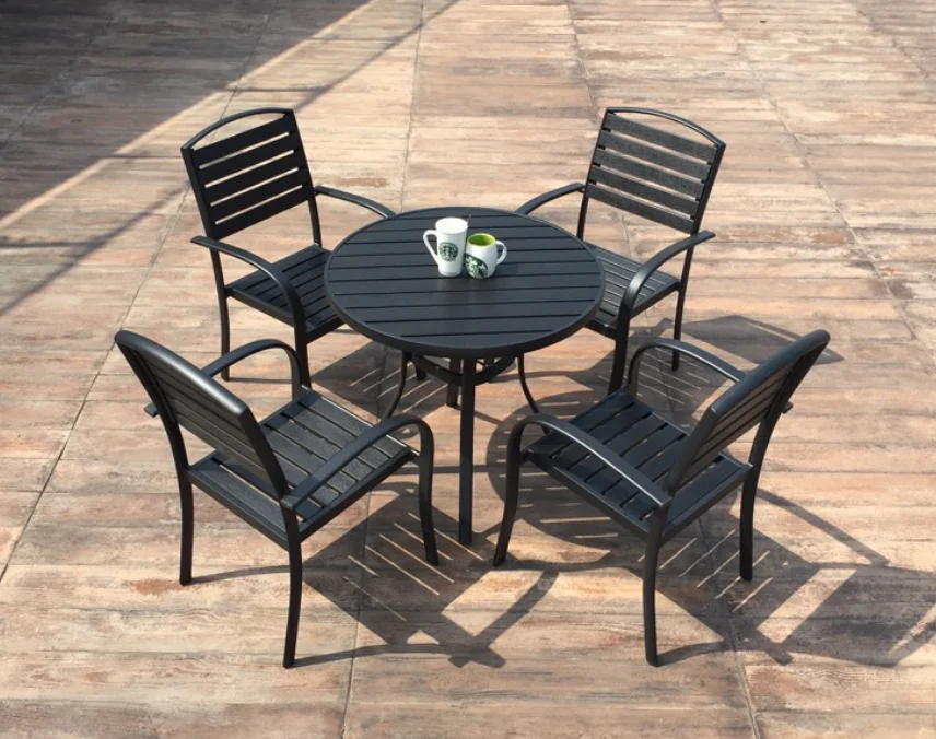 Outdoor Garden Furniture White Balcony Chair Metal Wood Garden Chairs