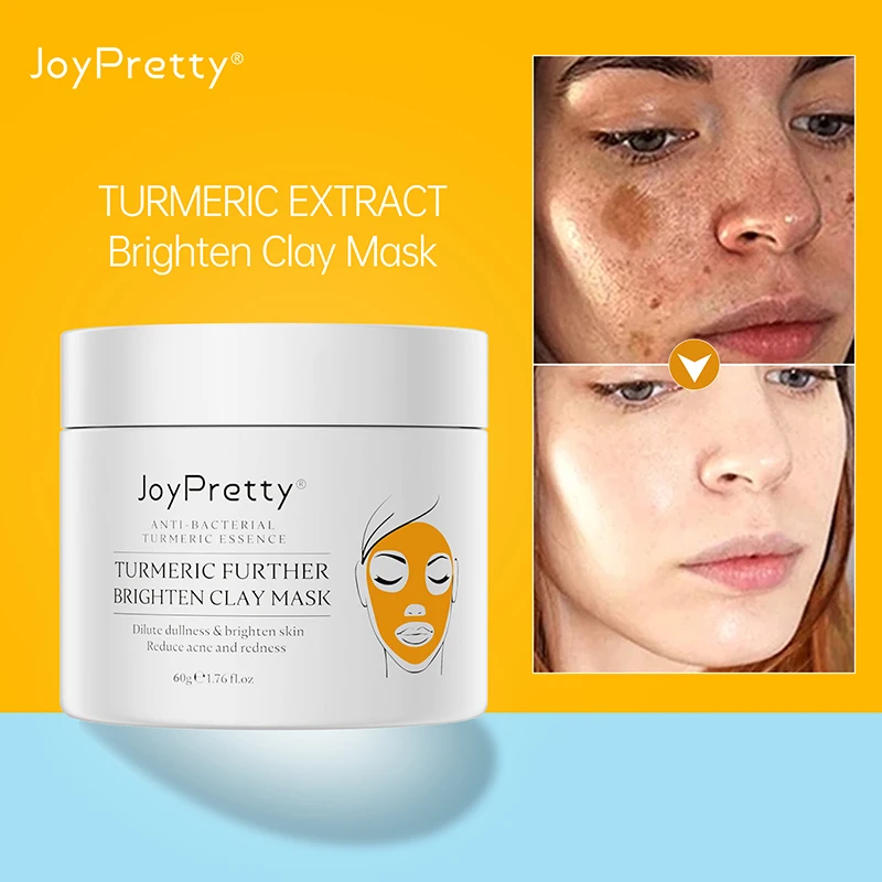 JoyPretty Turmeric Clay Mask Organic Moisturizing Firming Deep Cleansing Whitening Exfoliating Clay Facial Mask