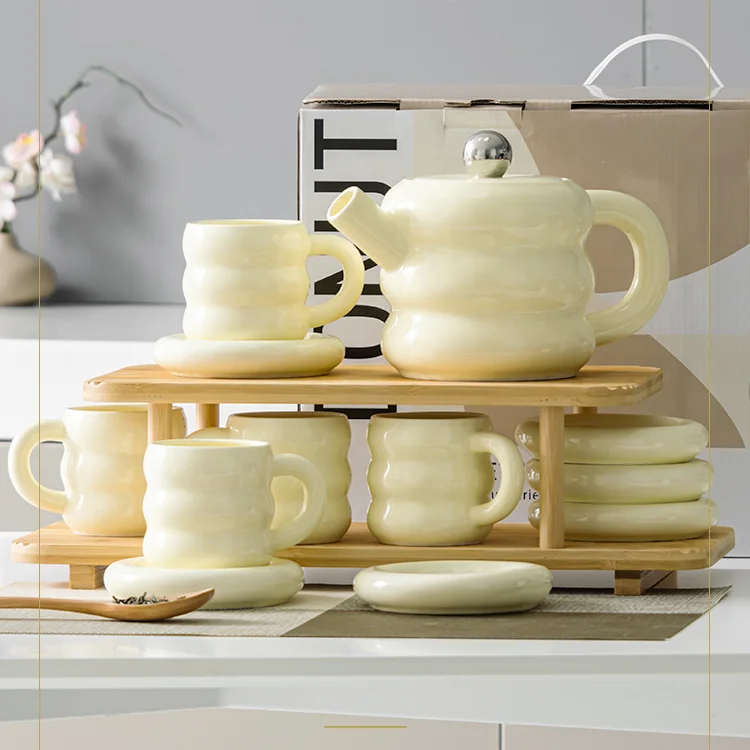 Modern Luxury Ceramic Tea Kettle Set with Infuser New Porcelain Coffee & Tea Kettle Set