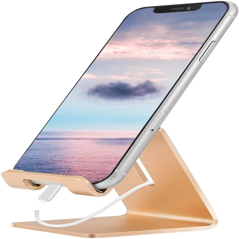 铝制台式手机支架电话底座支架,兼容所有手机型号