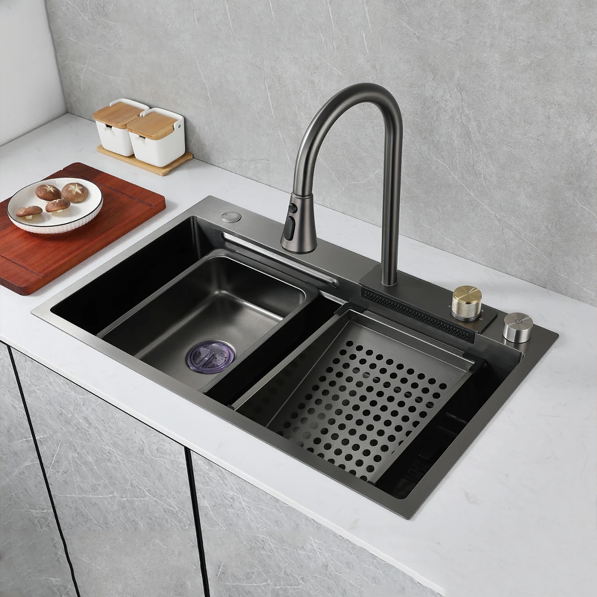 Nano Step Modern Style Smart Black Kitchen Sinks Stainless Steel ...