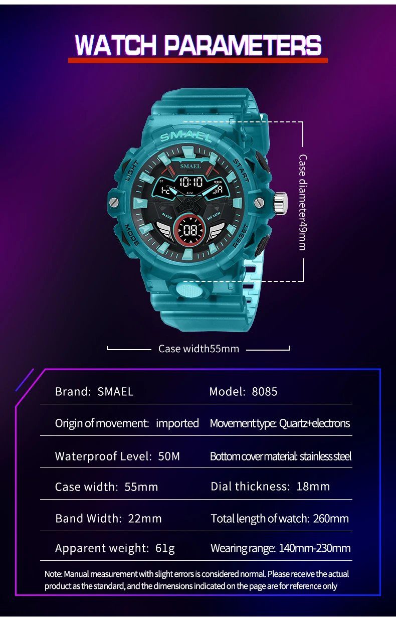 SMAEL Analog Digital Sports Waterproof Men's Watch 8085