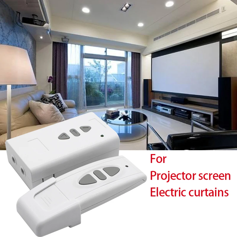 Wireless Projector Screen Switch Feel Free to Pair Dual Control Wireless Projection Screen Remote Control for Home Multiple Screens Entertainment 433Mhz