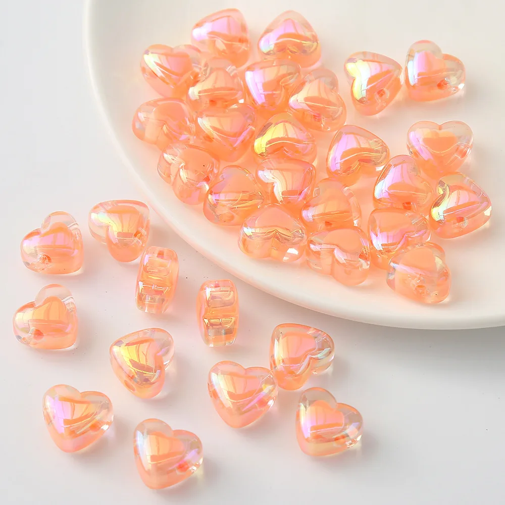 Fashion Diy Uv Plated Heart Shape Acrylic Beads Inner Chunky Beads For ...
