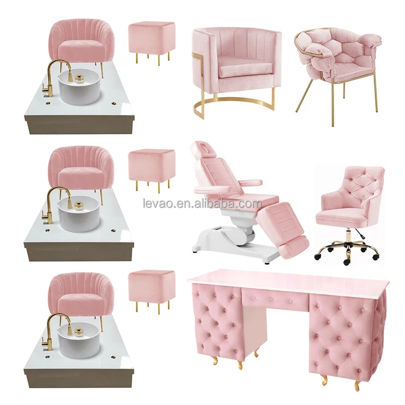 Luxury Manicure Chair Nail Salon Furniture Pink Pedicure Chair With