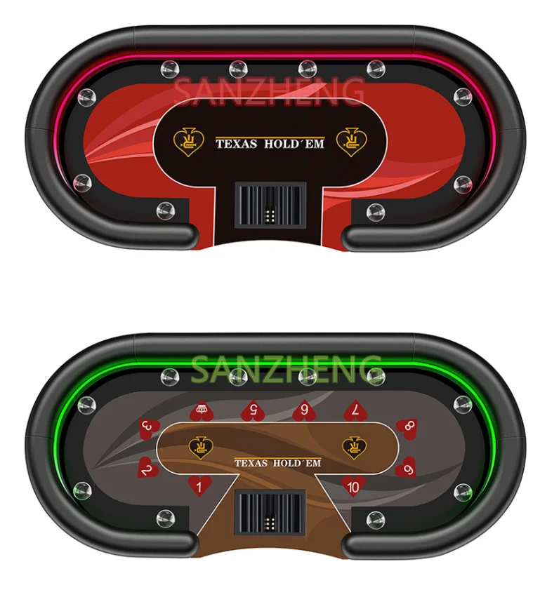 Customized Poker Table Wooden Texas Poker Table With Colorful Led Light