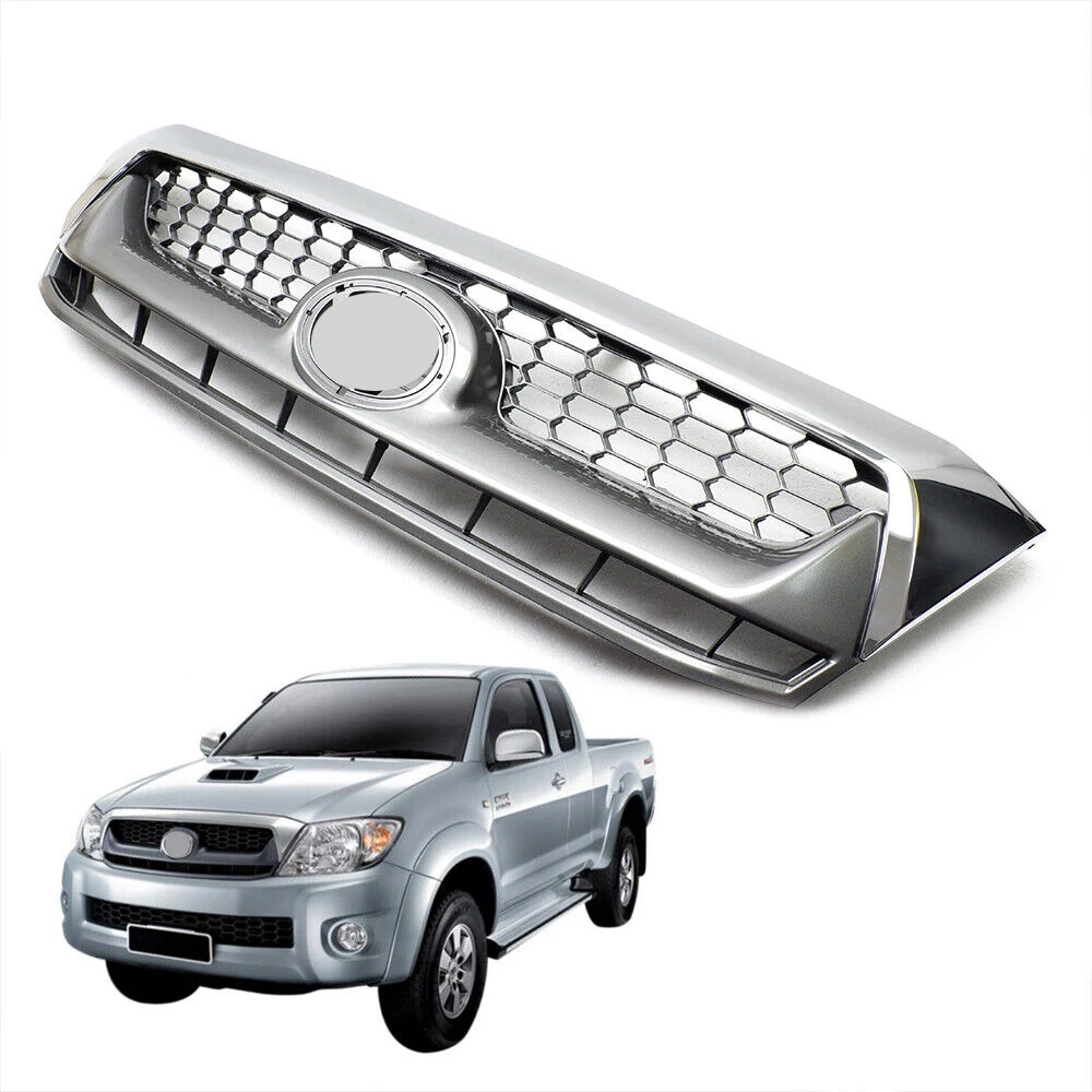 car gray mesh front body bumper upper grille chrome for TOYOTA hilux vigo 2008