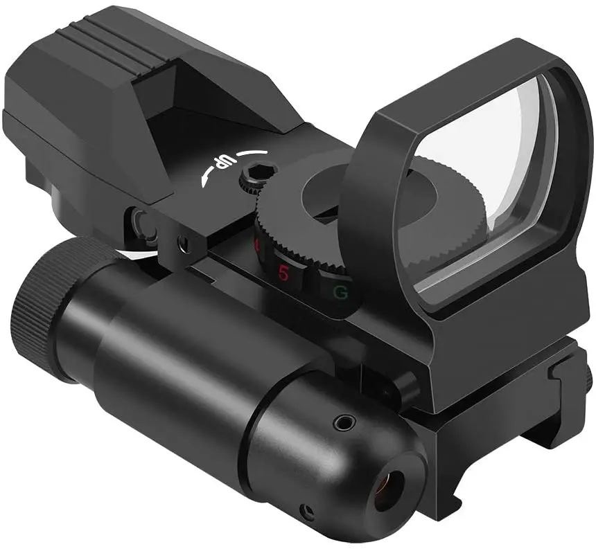 G- Luck Reflex Sight 4 Reticle Red & Green Dot Sight Optics With Integrated Red Laser Sight