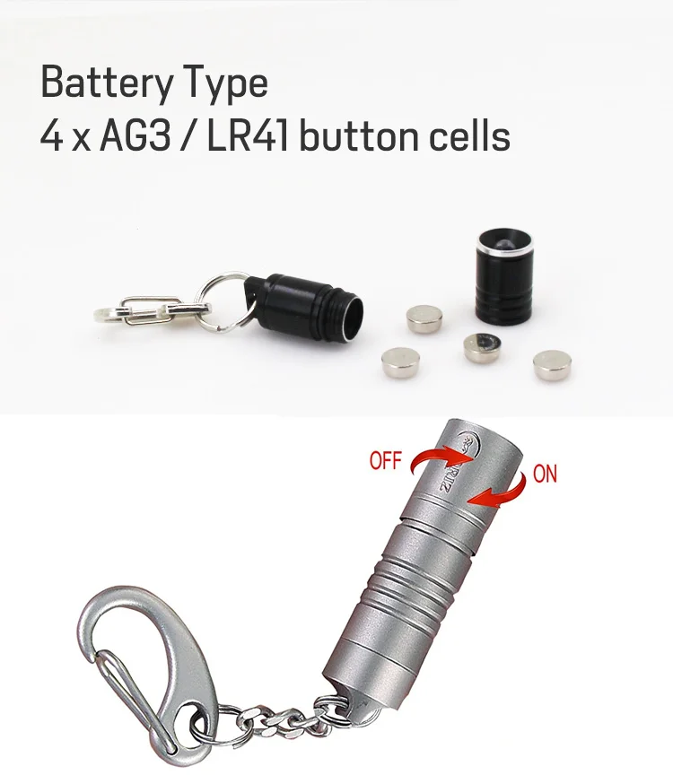 Factory Price Mini 20lm 4 X Ag3 / Lr41 Button Cells Mini Portable Led