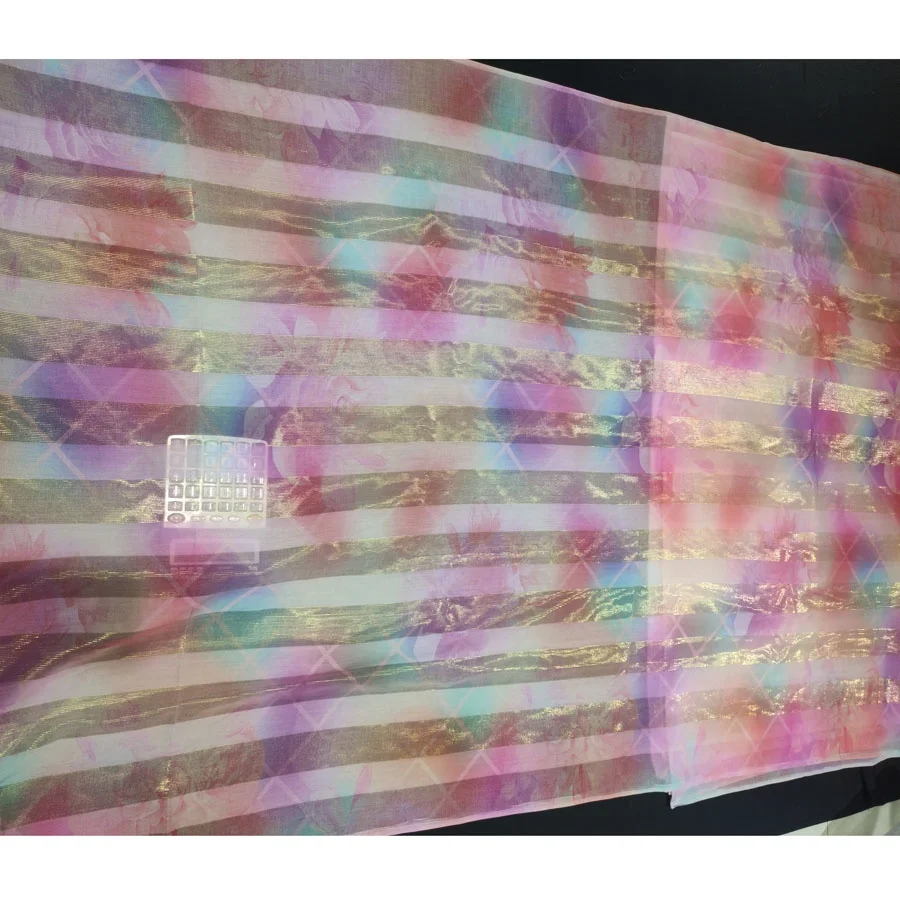 Печать шарф вуаль ткань с золотой линии новый дизайн для леди суданского toub и платье