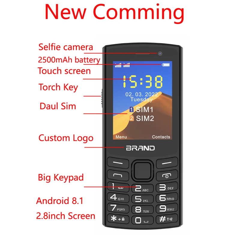 Old Model Android Keypad Mobile Phones Button Phone 4G Android Telephone Volte Smartphone Keyboard 3G&4G for Elderly Phone