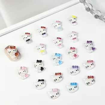 3D Ice Permeable Stereo Hello Kitty Nail Charms Accessories Cartoon Kawaii Resin Nail Art DIY Phone Case Nail Accessories