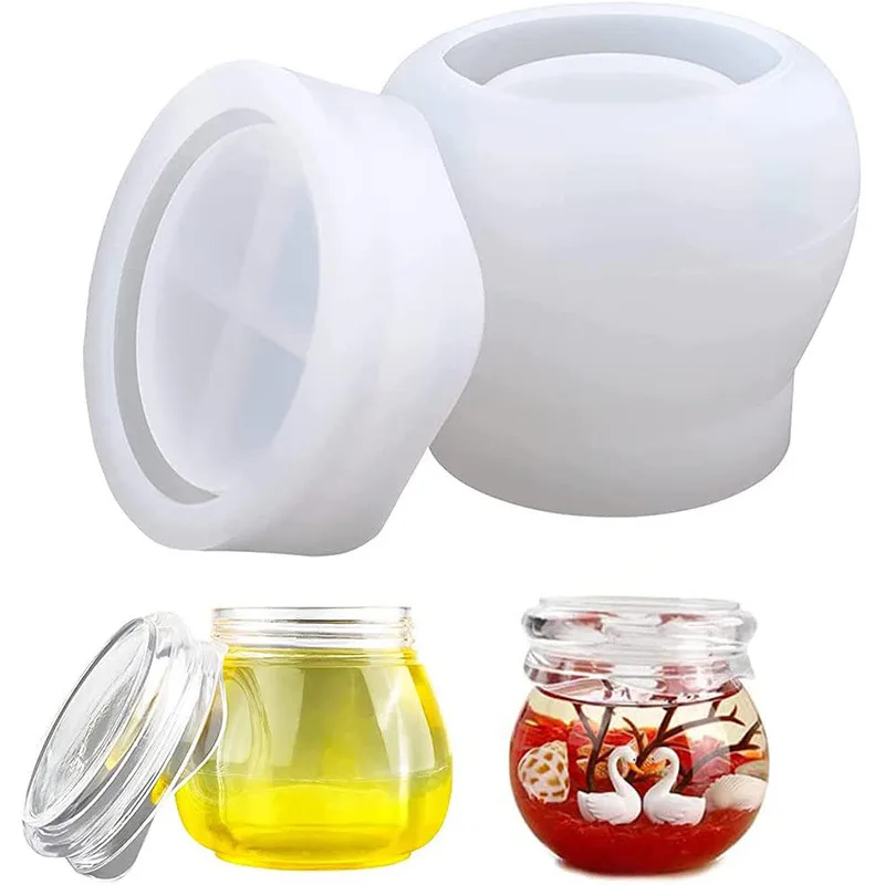 Y363 DIY Resin Storage Boxes Candy Jar Mold DIY Cement Trinket Box Silicone Mold