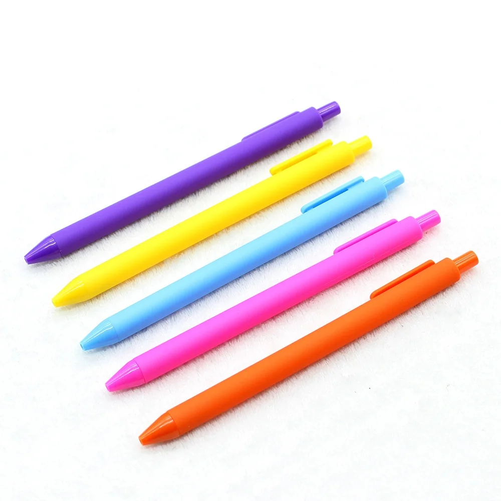 Plastic Promotional Pen With Creative Candy Colors Macaron Series Printed Logo Retractable Gel 1.0mm Black Ink Model_voghion.com