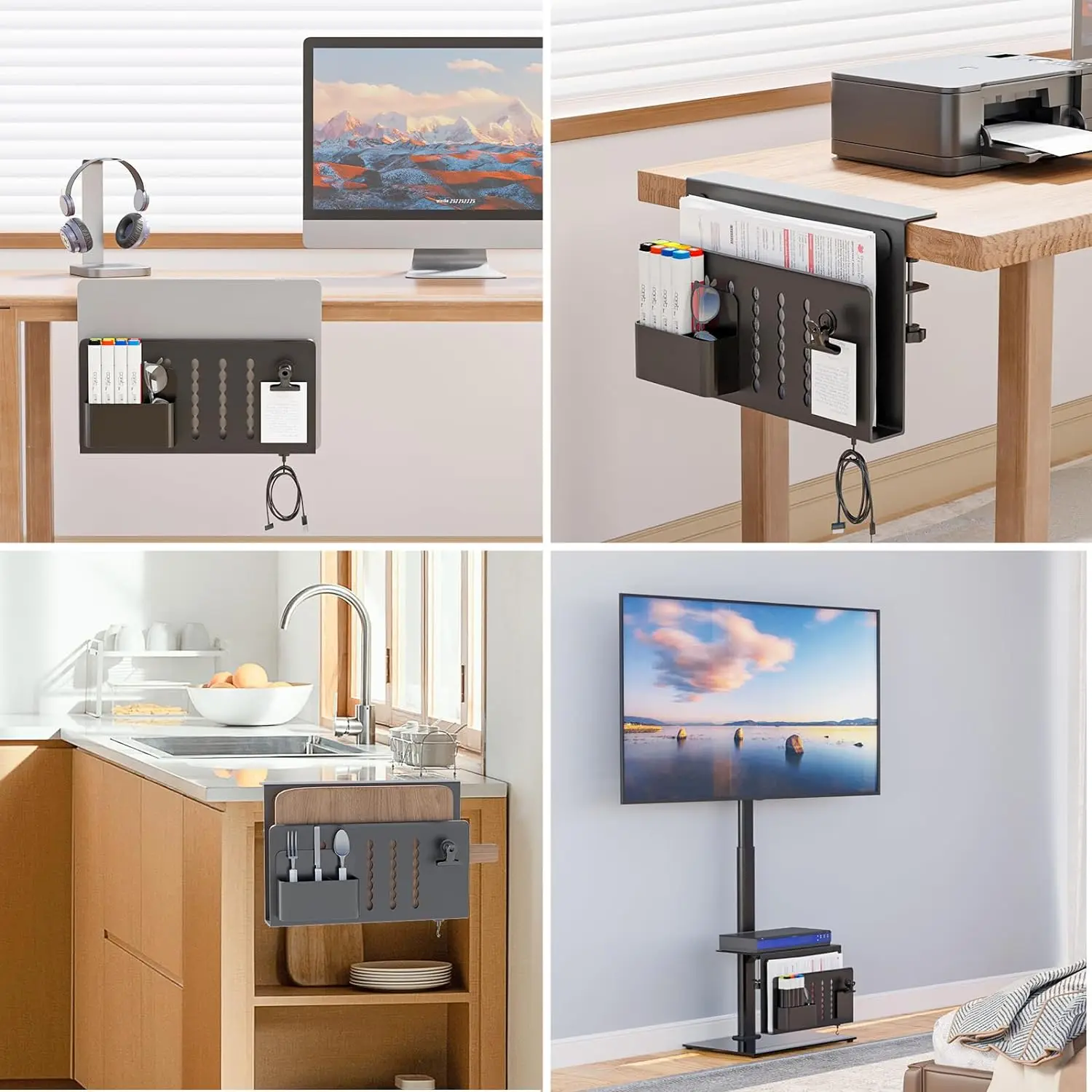 Desk Side Storage - No Drill Vertical Laptop Holder