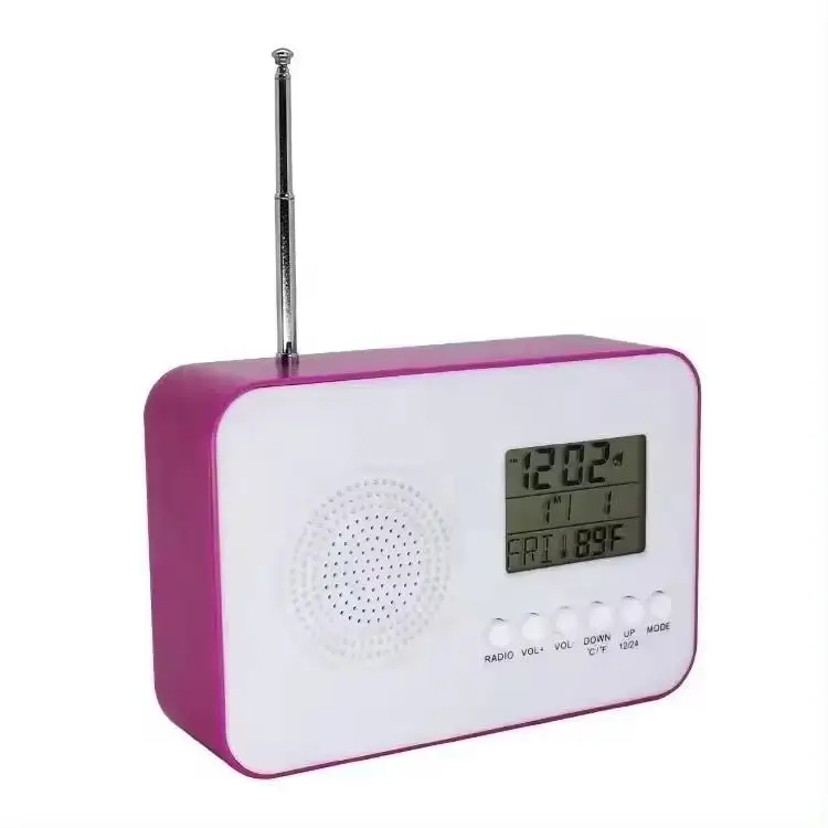 2024 Factory Price Portable Mini Fm Digital Radio With Hand Crank Calendar Clock Alarm