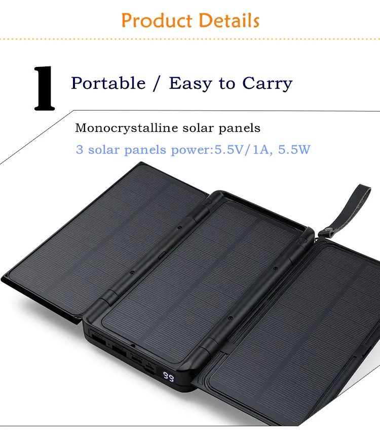 Power Bank Solaire Pliable Tanche Mah Batterie Solaire Pour T L Phones Nouvelle Collection