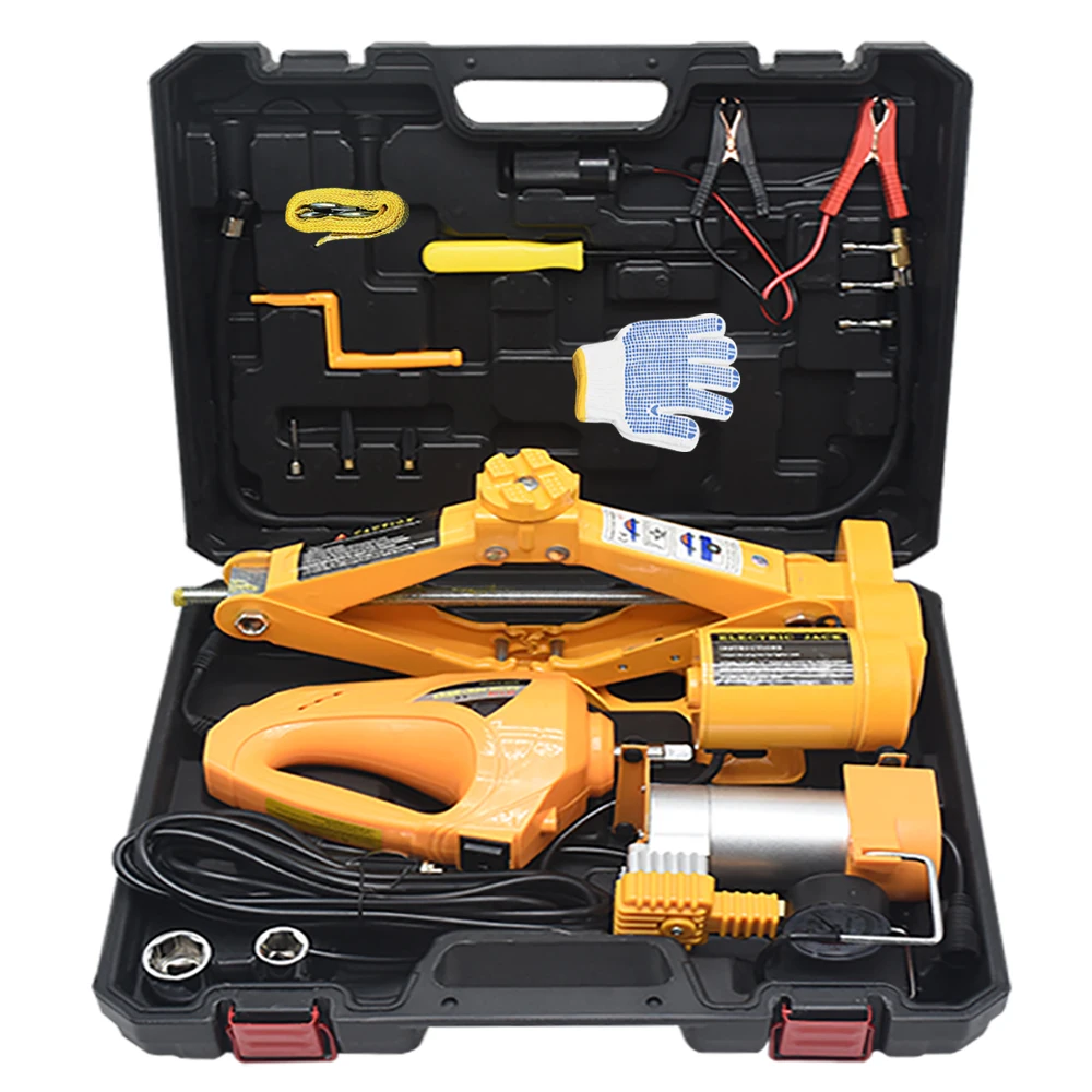 Последние производства электронных 12 вольт автомобиля портативный 2 т 35 см 3 в 1 Электрический scissor jack костюм