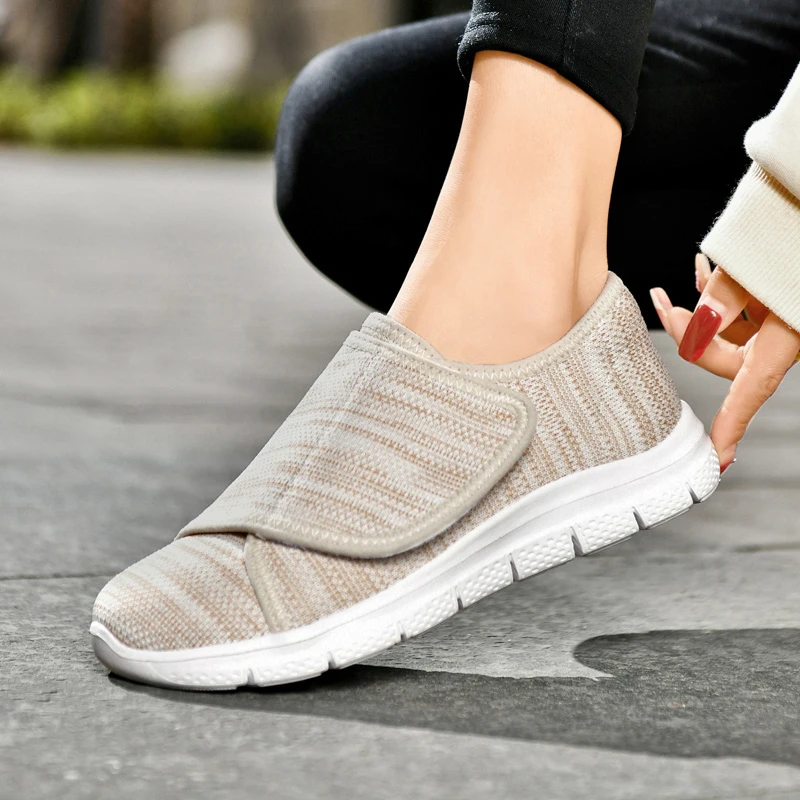 Women's Extra Wide Orthopedic Sneakers Adjustable Slip-on Closure Arch Support Walking Shoes for Swollen Feet Diabetic Shoes