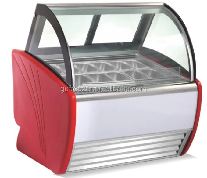Economic Type Ice Cream Gelato Showcase Display Freezer With 24 Pans
