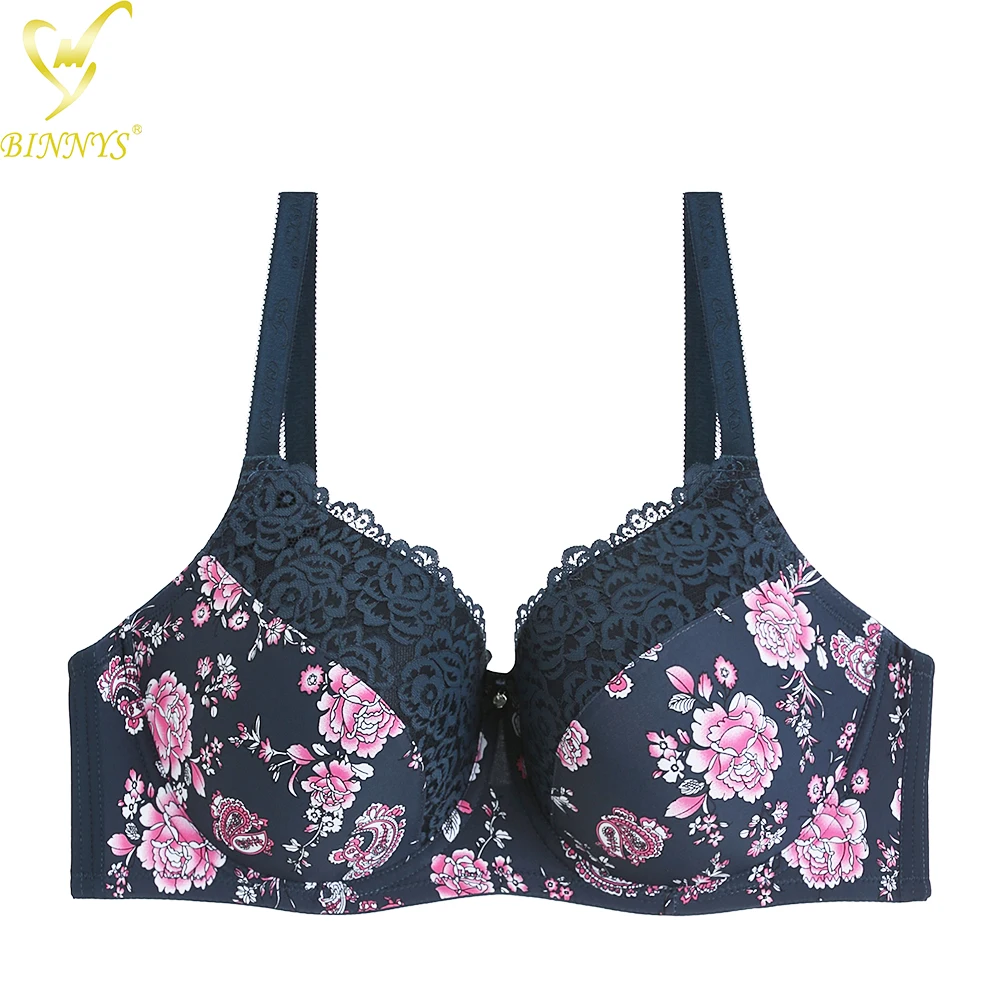 BINNYS Bra for Women Underwear D Cup Plus Size Big Cup Nylon Straps Back  Closure Lace 3/4 Cup Hot Sell Underwire Wholesale