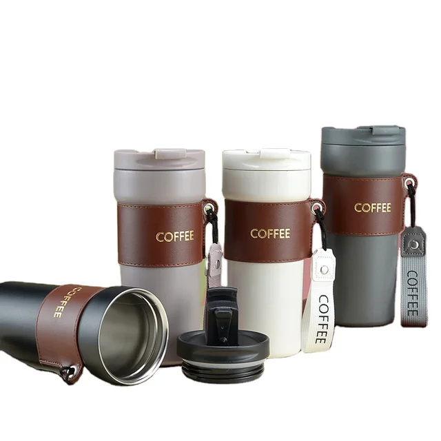 New stainless steel double-layer thermos cup with handle bounce lid