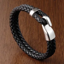 Hand-Woven Vintage Stainless Steel Gold/Black Zinc Plated Geometric Charm Bracelet for Men Party Fashion Accessory