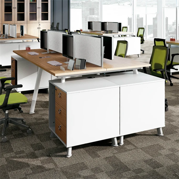 Furnitur stasiun kerja 4 orang, perabot kantor modular modern