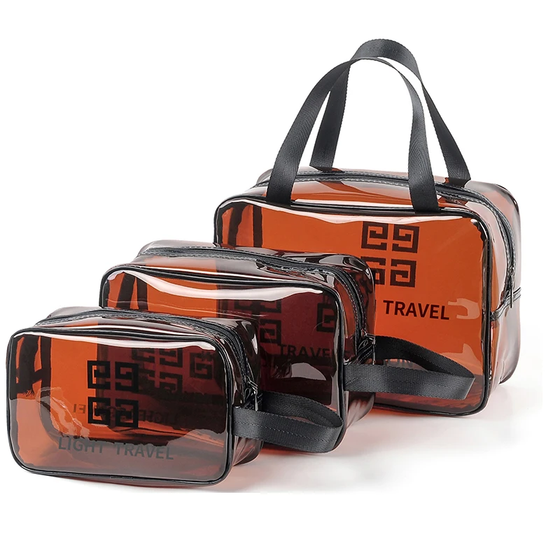 Amich JD02 Custom LOGO Large Capacity Transparent PVC Makeup Bag Travel Waterproof Makeup Organizer Bag