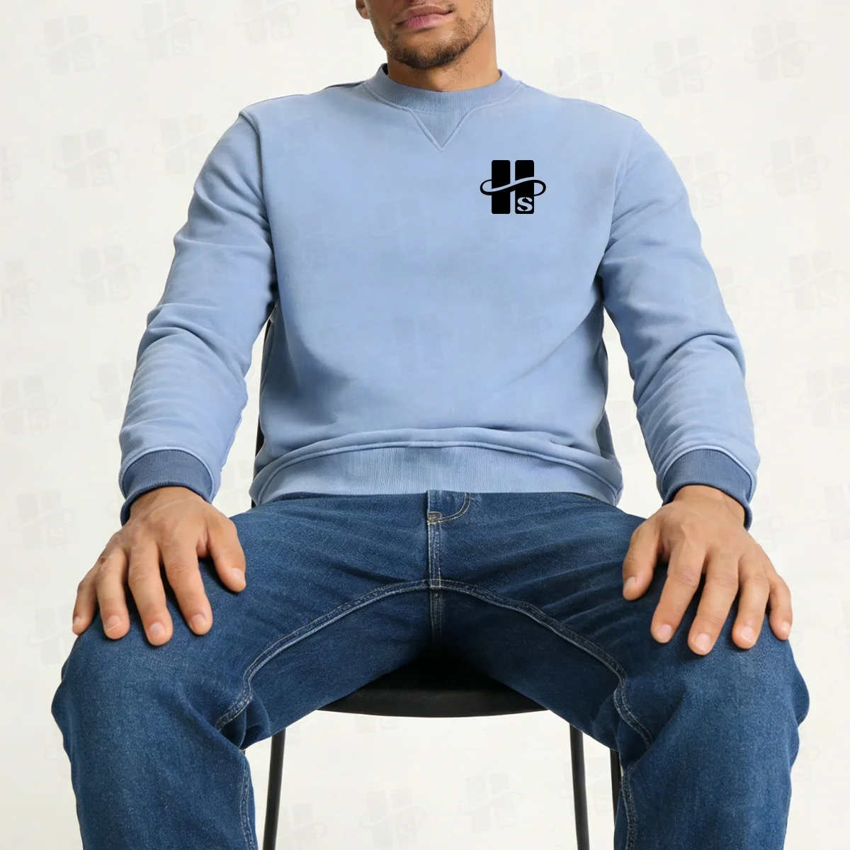 Men’s Pullover Hoodie Solid Color 100% Cotton Sweatshirt Embroidery Digital Plain Dyed Street Wear Crewneck Sweatshirts