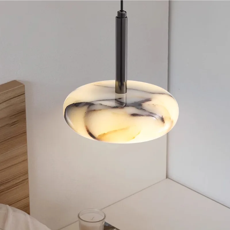 High-end Small Marble Pendant Lamp Modern Style Led Chandelier for Bedroom Bedside Living Room Home Hanging Lights