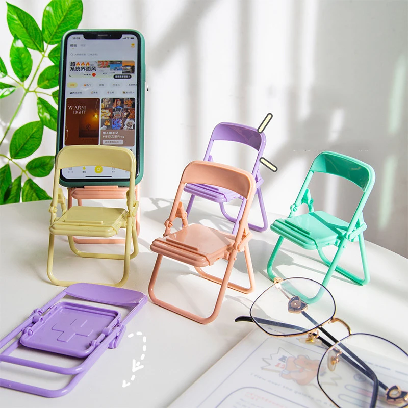 ABPWLY Mini Chaise Pliante Support de Téléphone Accessoire de Bureau Décoration de Maison de Poupée Modèle Support de Meubles Mobile Accessoire d'Affichage de Table Créatif Portable