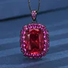Black Gold red corundum pendant with chain