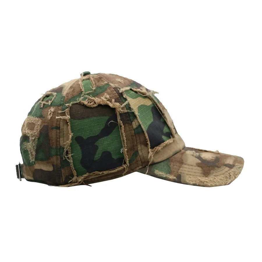 Design 6 Panel Camo Pattern Hat Unstructured Acid Washed Distressed Dad Caps Vintage Dad Hats