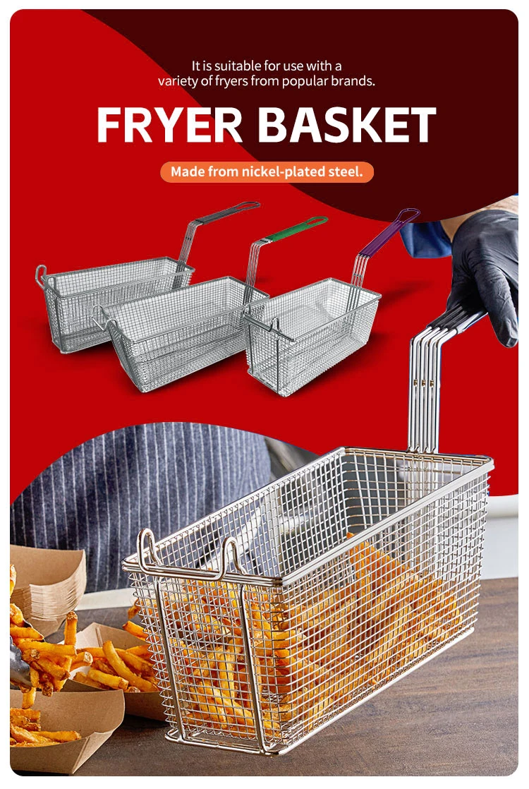 Commercial kitchen colanders strainers chips wire mesh frying baskets stainless steel fryer basket factory