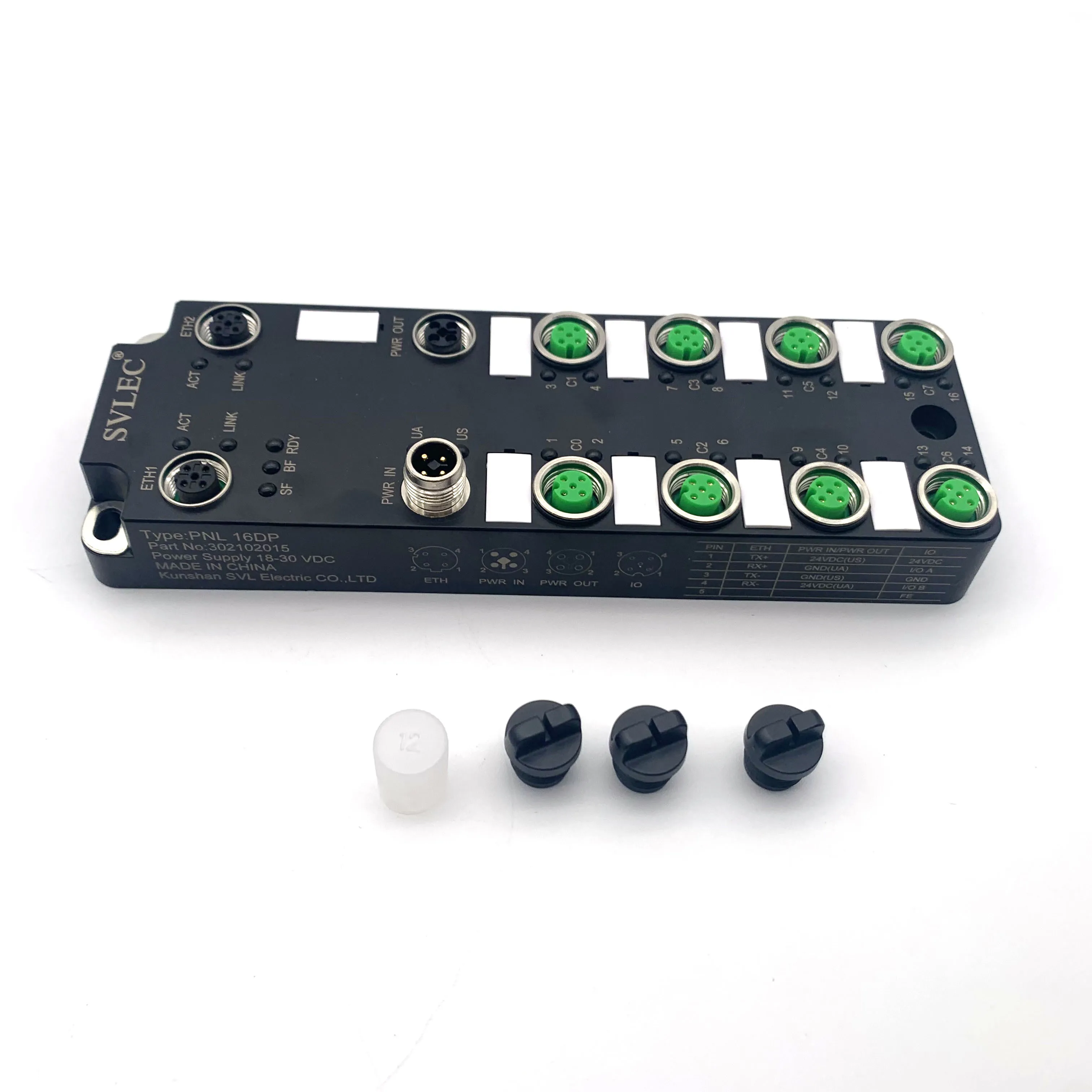 SVLEC IP67 Industrial Plastic M12 8 Ports Profinet Module
