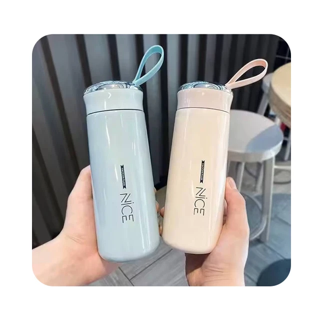 Custom Logo 400ML Children  Direct Drinking Water Bottle Creative Glass Cup with Rope for Camping